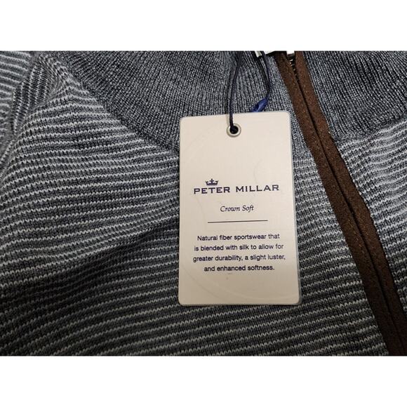 NWT Peter Millar Needle Stripe Wool Quarter Zip Sweater Gray Men's Size XXL 2XL - Picture 5 of 12